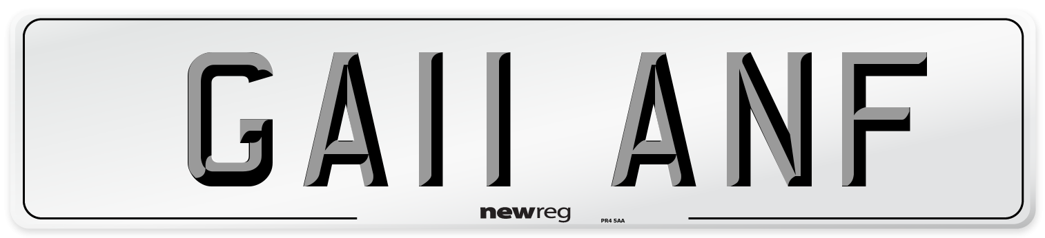 GA11 ANF Number Plate from New Reg